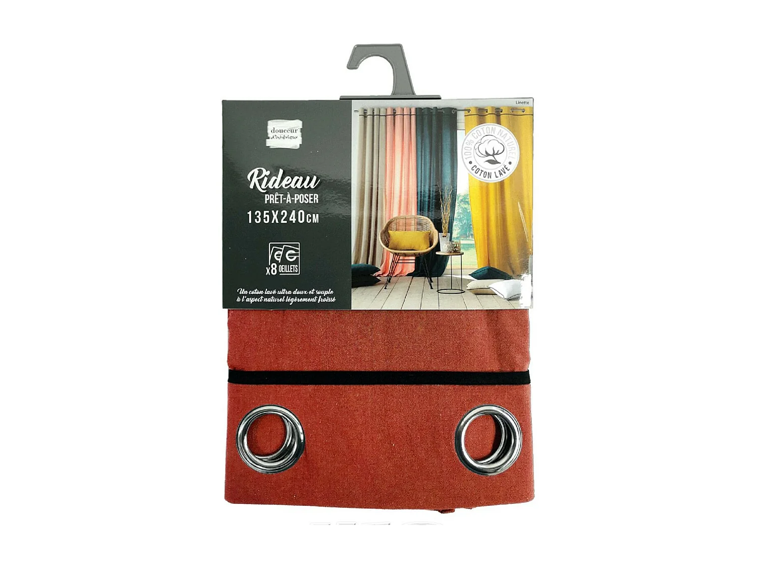 Rideau à Œillets "Linette" 135x240cm Terracotta