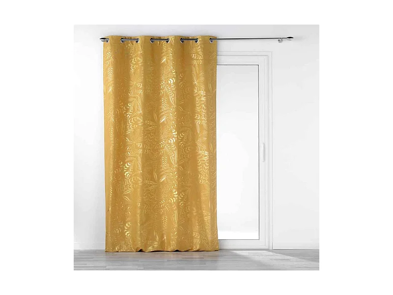 Rideau à Œillets Imprimé "Belflor" 140x260cm Jaune