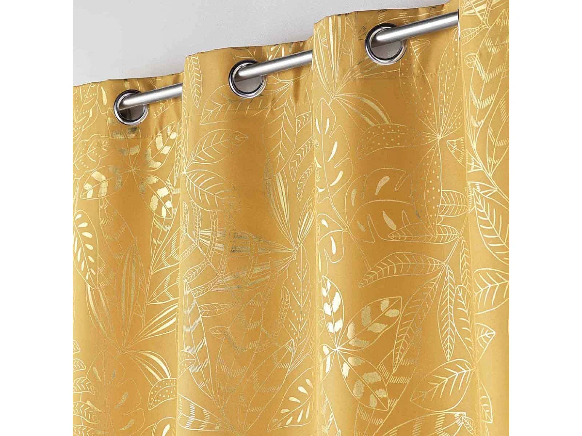Rideau à Œillets Imprimé "Belflor" 140x260cm Jaune