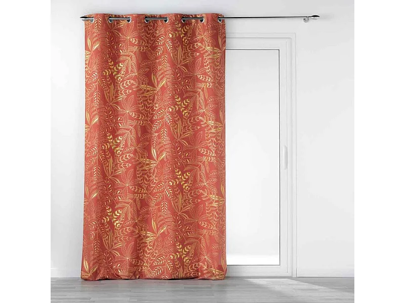 Rideau à Œillets Imprimé "Belflor" 140x260cm Terracotta