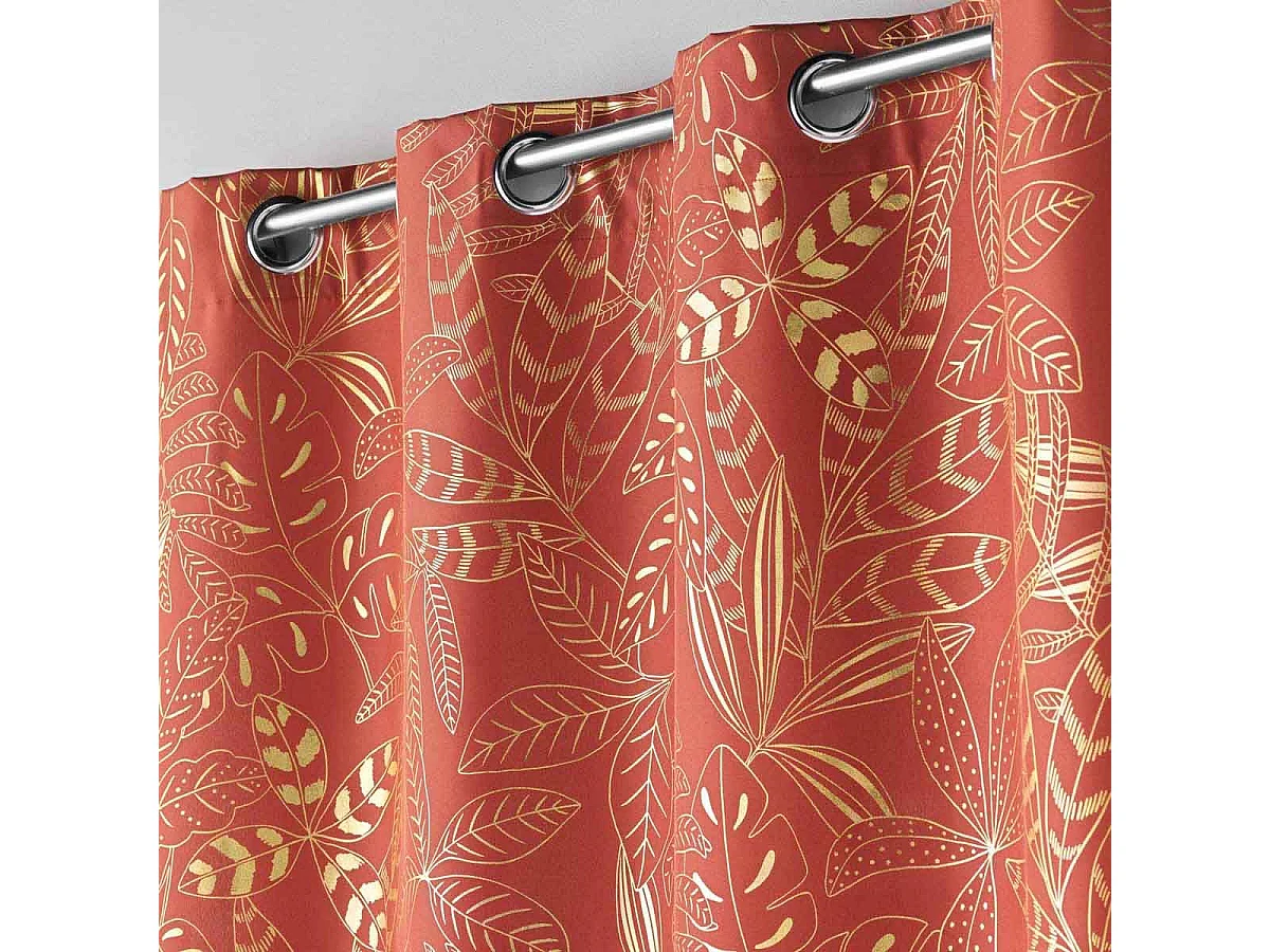 Rideau à Œillets Imprimé "Belflor" 140x260cm Terracotta