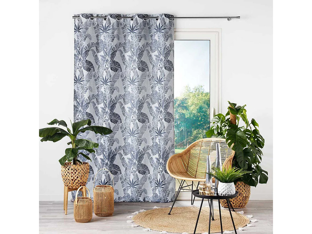 Rideau à Œillets Imprimé "Faggy" 140x260cm Bleu