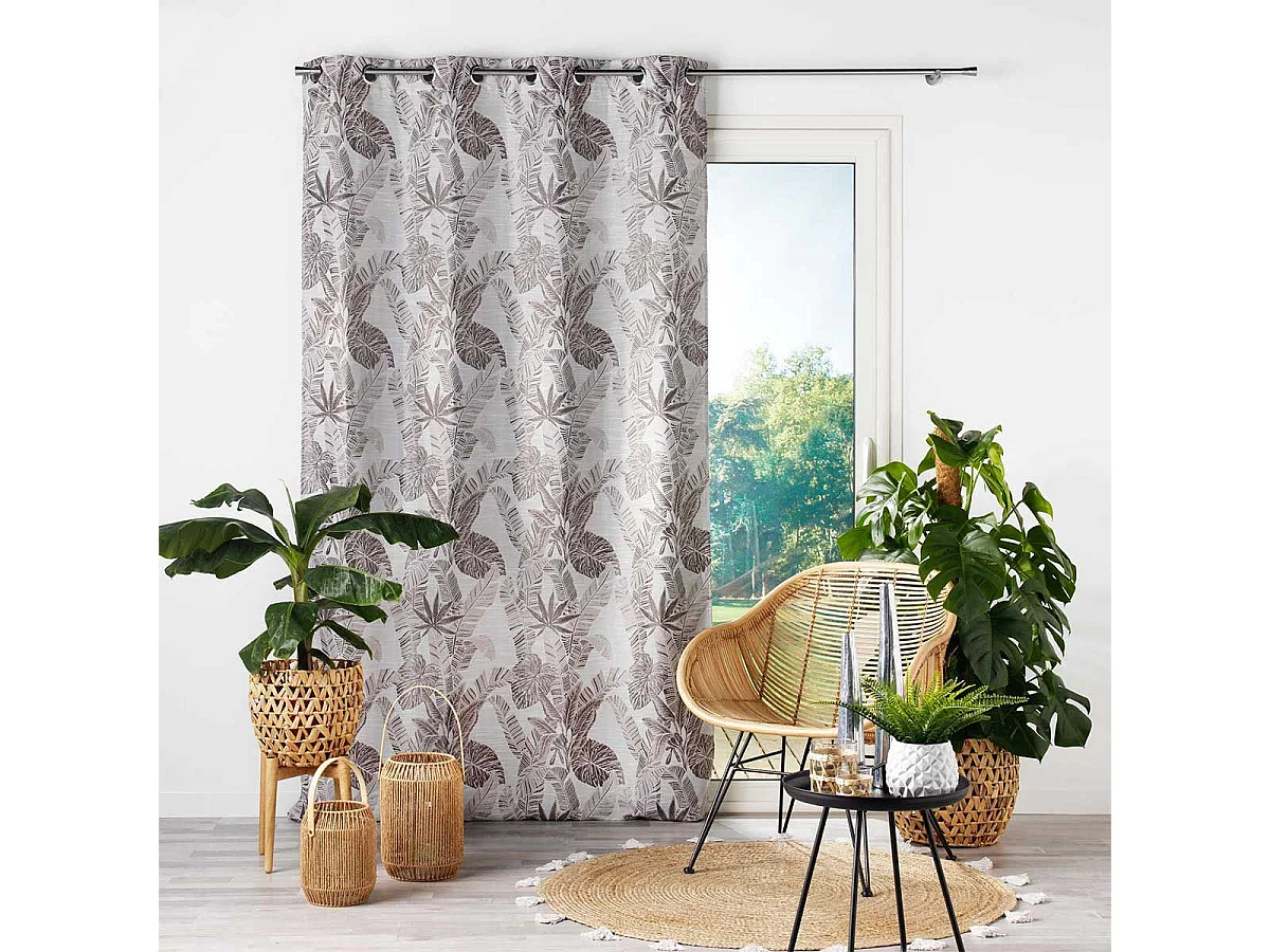 Rideau à Œillets Imprimé "Faggy" 140x260cm Taupe