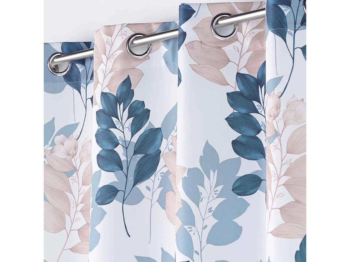 Rideau à Œillets "Belline" 140x260cm Blanc & Bleu