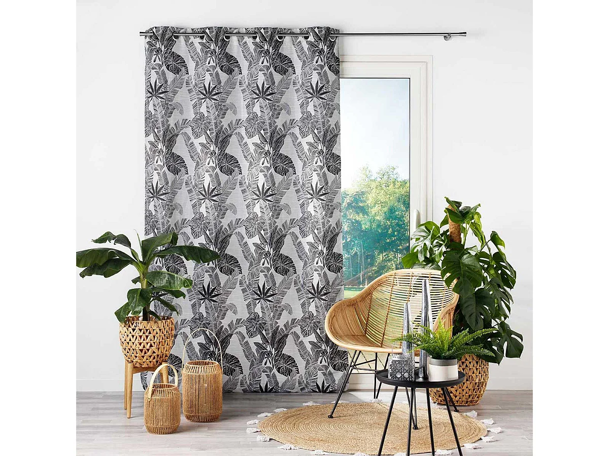 Rideau à Œillets Imprimé "Faggy" 140x260cm Noir