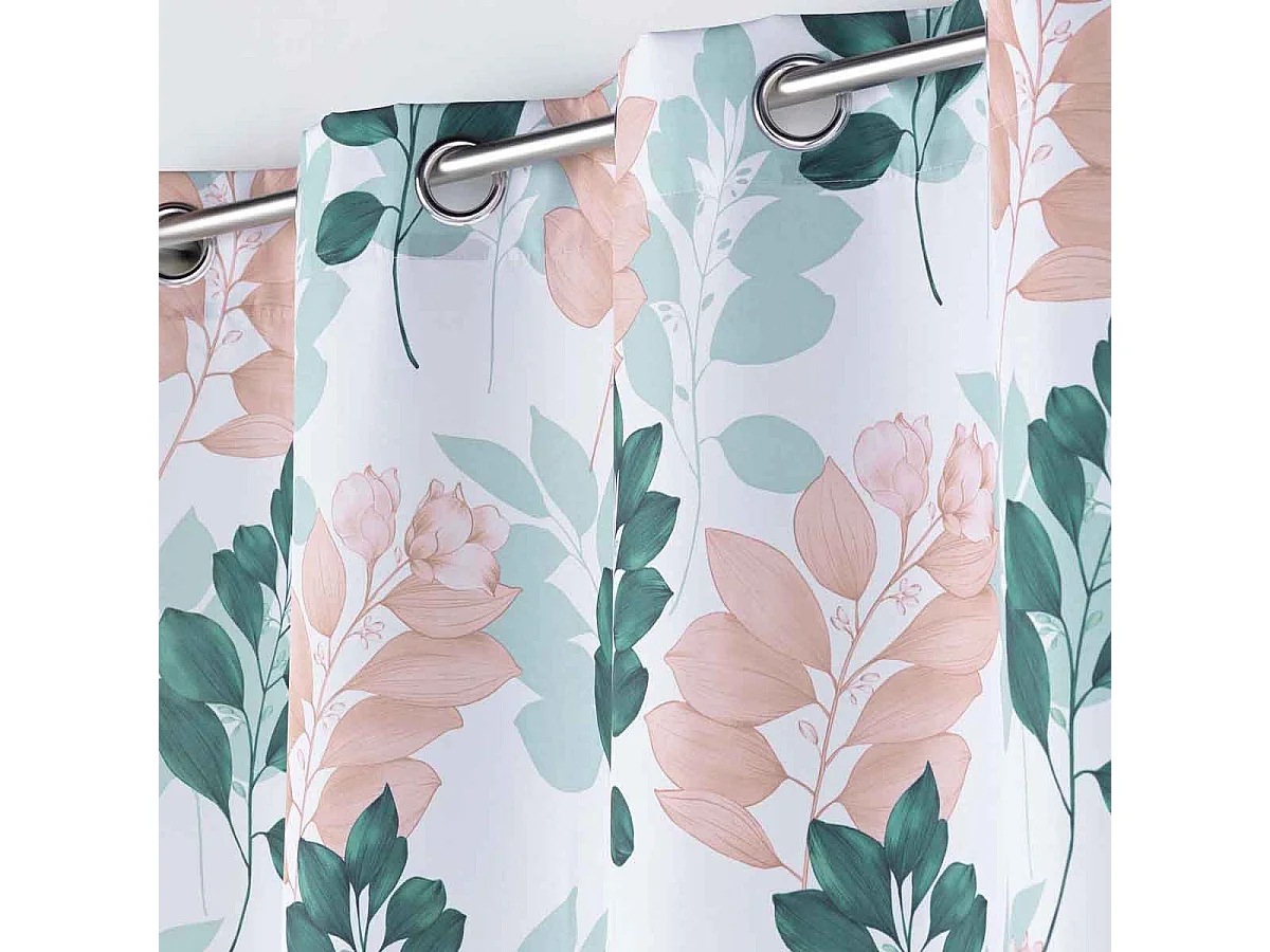 Rideau à Œillets "Belline" 140x260cm Blanc & Émeraude