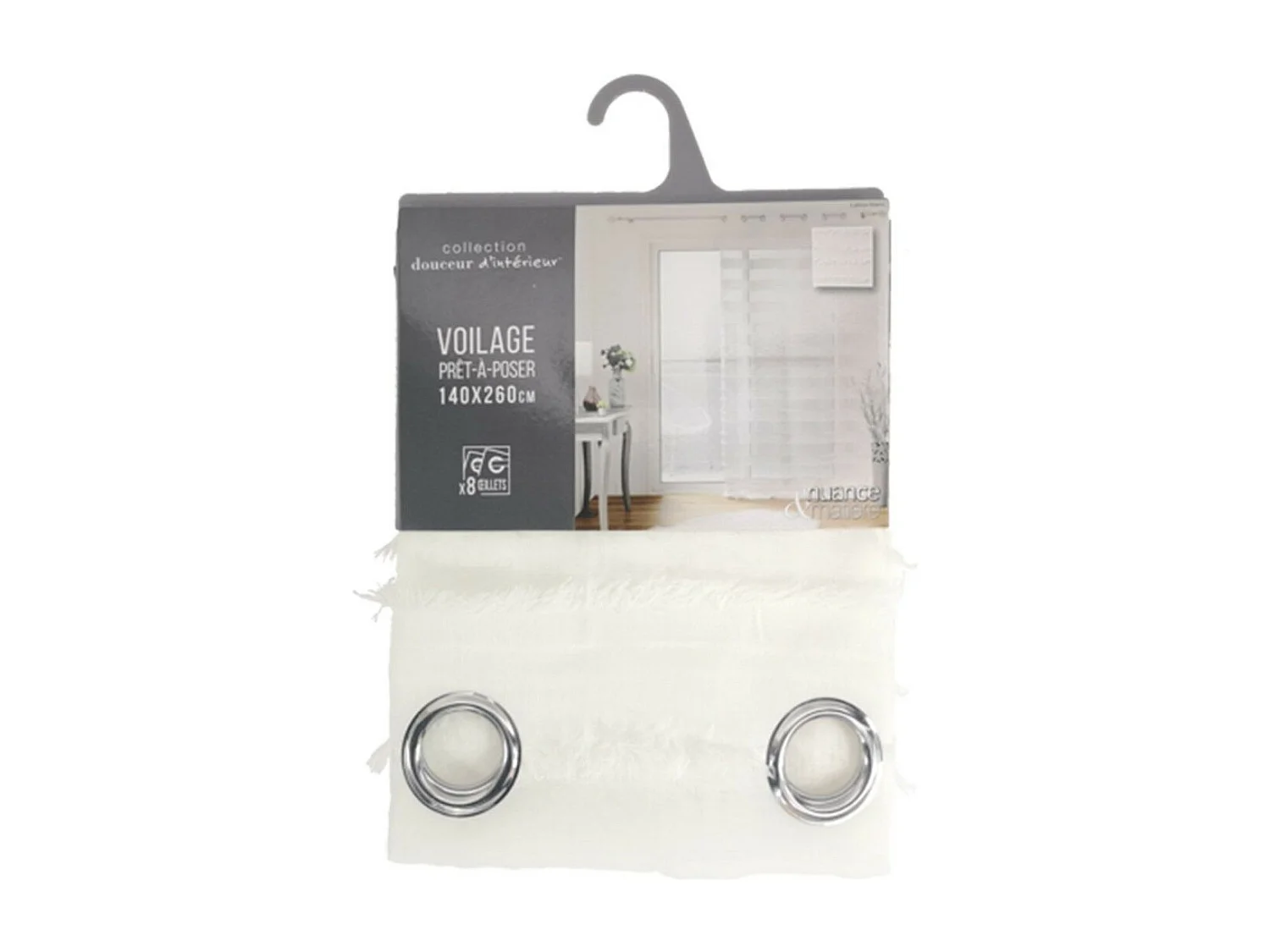 Rideau Voilage à Œillets "Lalina" 140x260cm Blanc