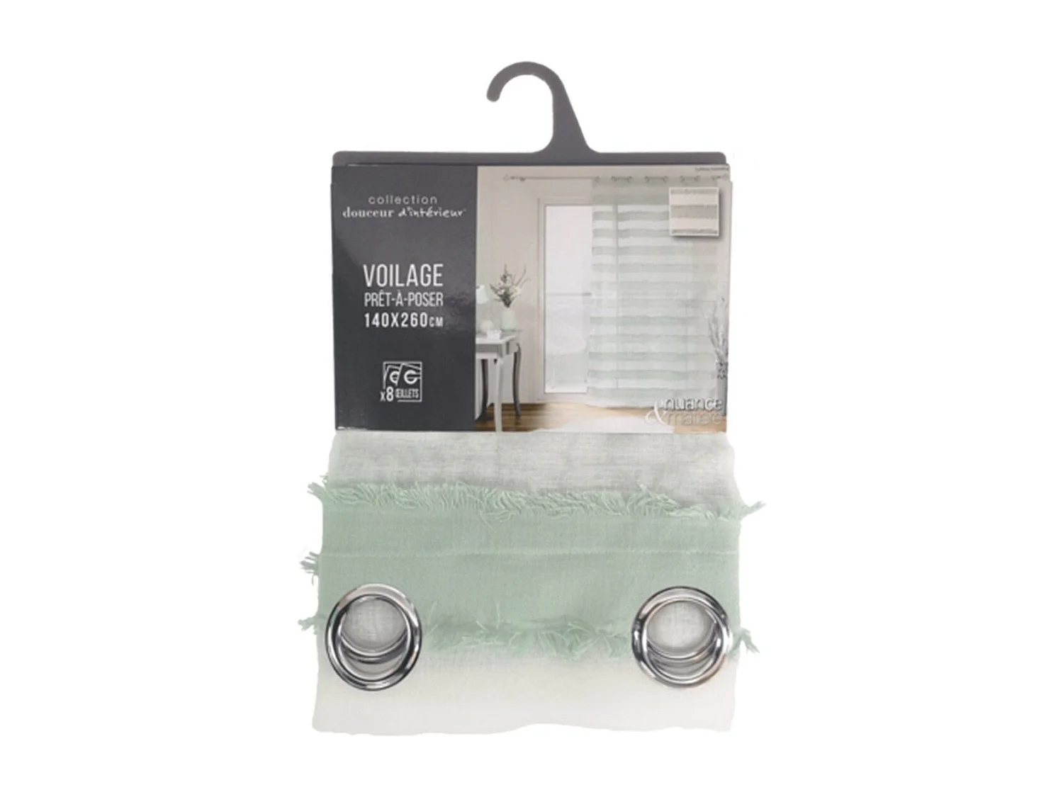 Rideau Voilage à Œillets "Lalina" 140x260cm Menthe