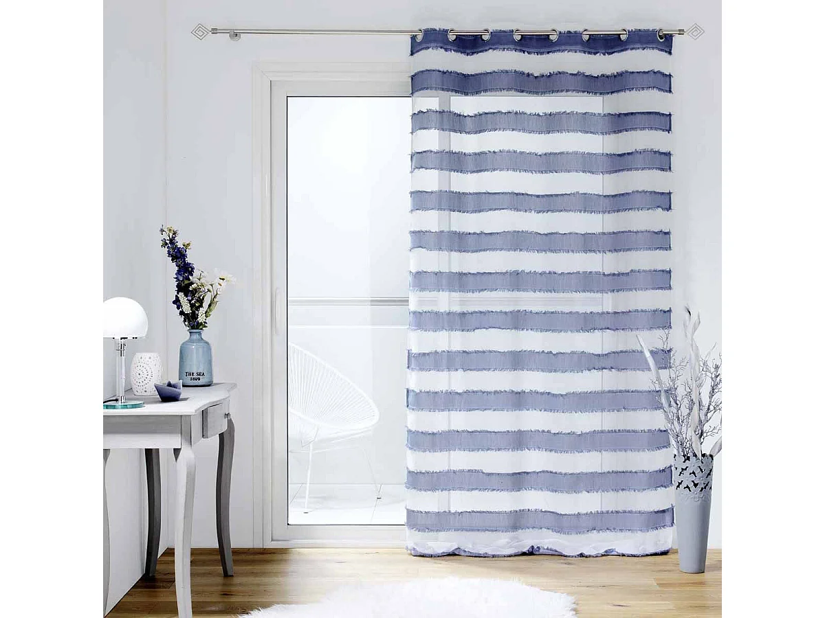 Rideau Voilage à Œillets "Lalina" 140x260cm Bleu