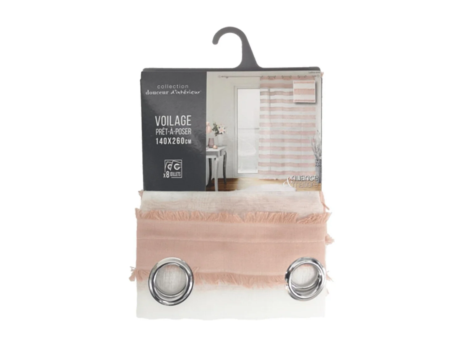 Rideau Voilage à Œillets "Lalina" 140x260cm Rose