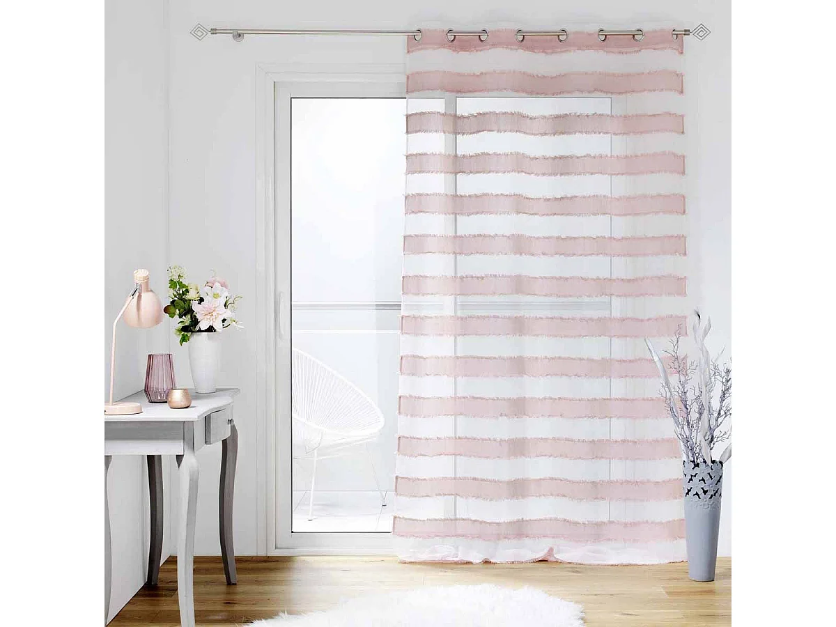 Rideau Voilage à Œillets "Lalina" 140x260cm Rose