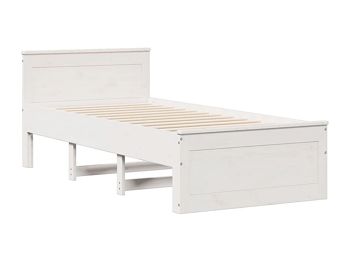 Lit bibliothèque sans matelas blanc 90x190cm bois de pin massif
