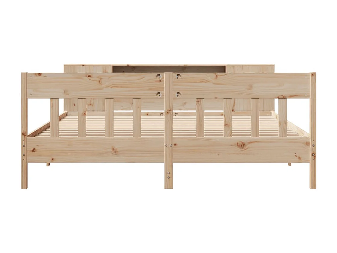 Lit bibliothèque sans matelas 200x200 cm bois massif de pin