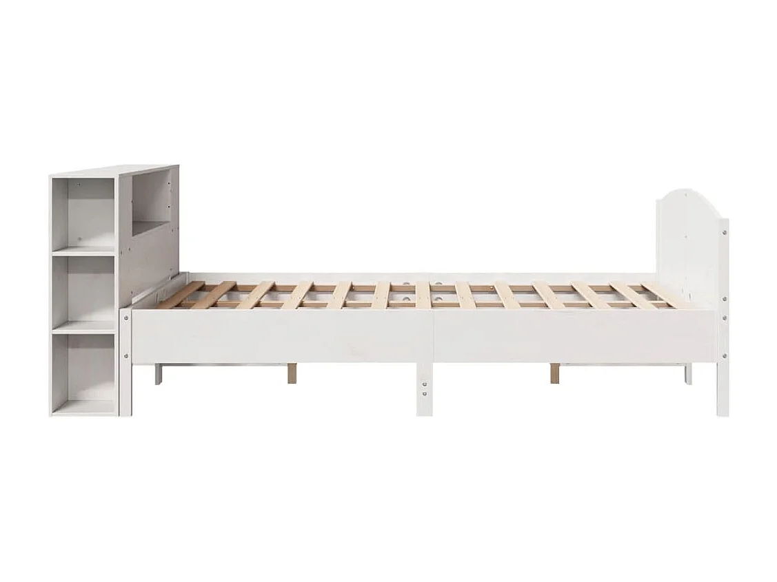Cama con estantería sin colchón madera maciza blanca 160x200 cm