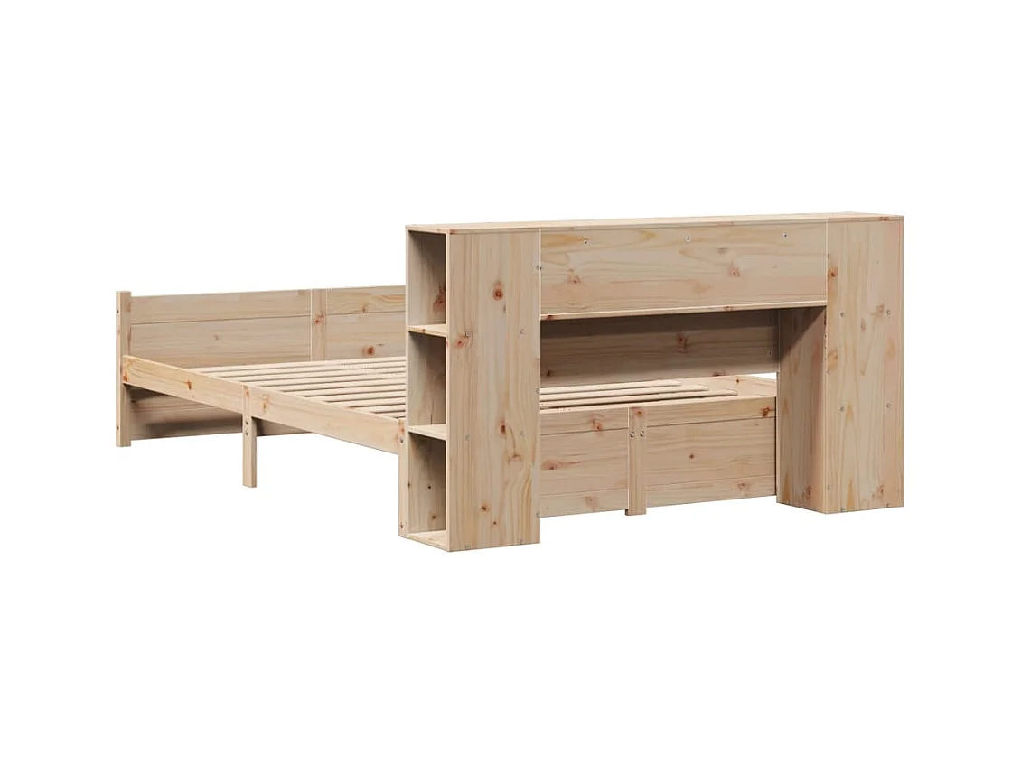 Lit bibliothèque sans matelas 140x190 cm bois de pin massif