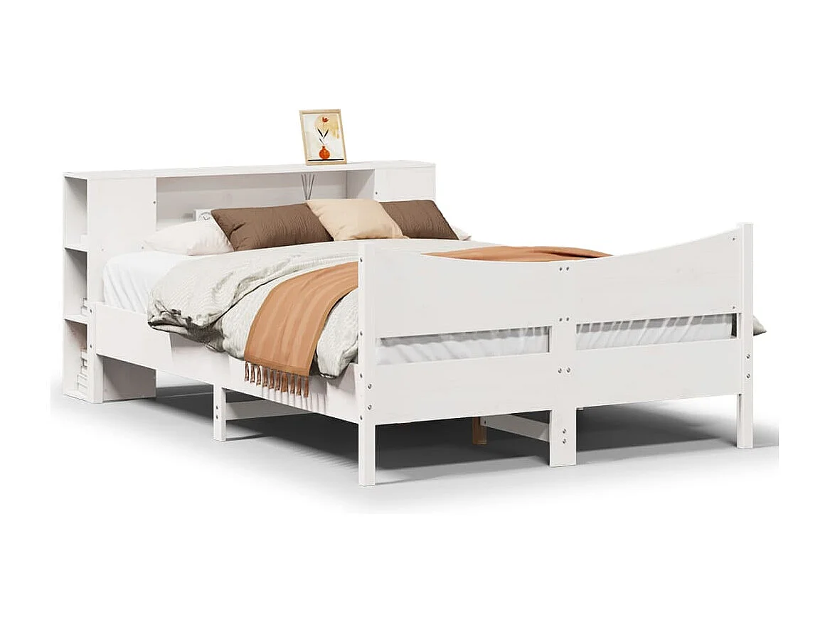 Estructura de cama sin colchón madera de pino blanca 120x200 cm
