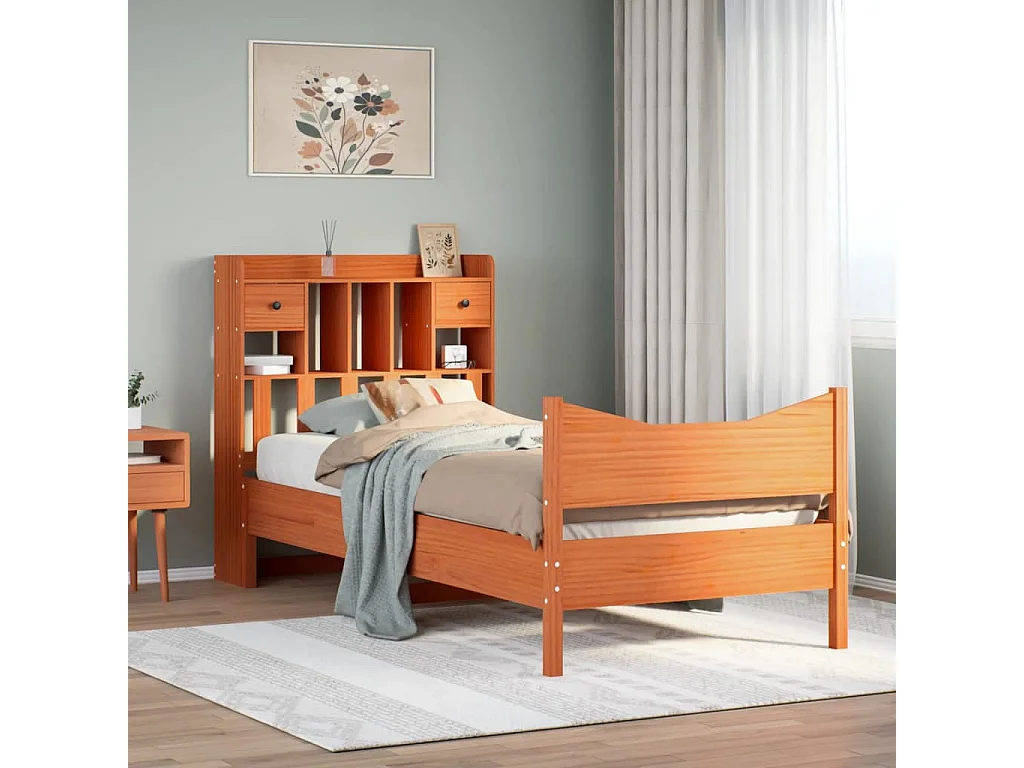 Estructura de cama sin colchón madera maciza marrón 75x190 cm
