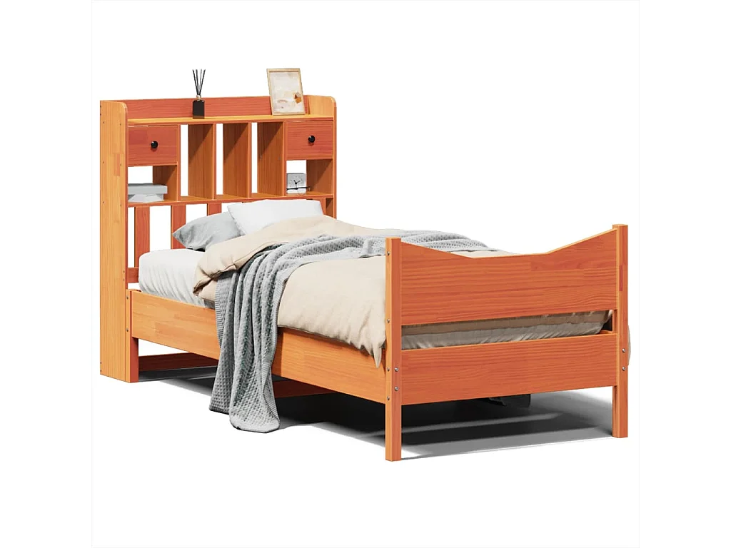 Estructura de cama sin colchón madera maciza marrón 75x190 cm