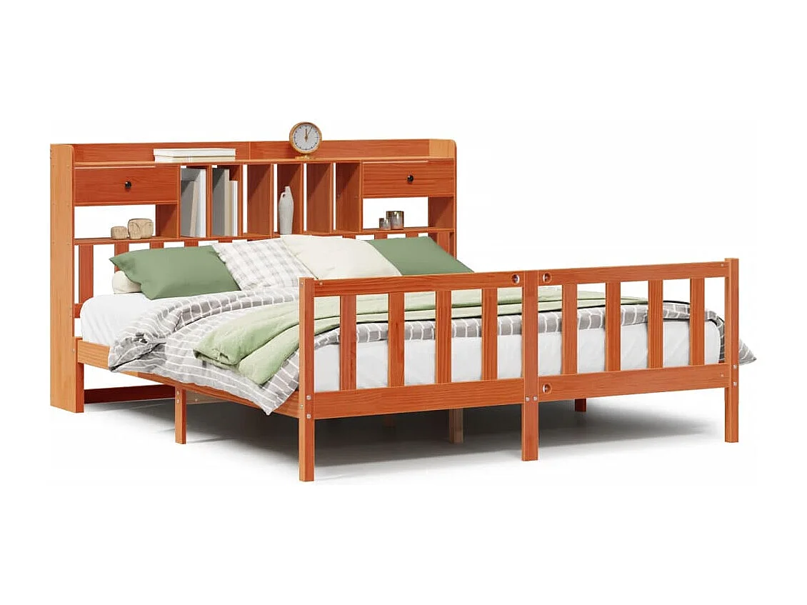 Cama com estante sem colchão 200x200 cm pinho maciço