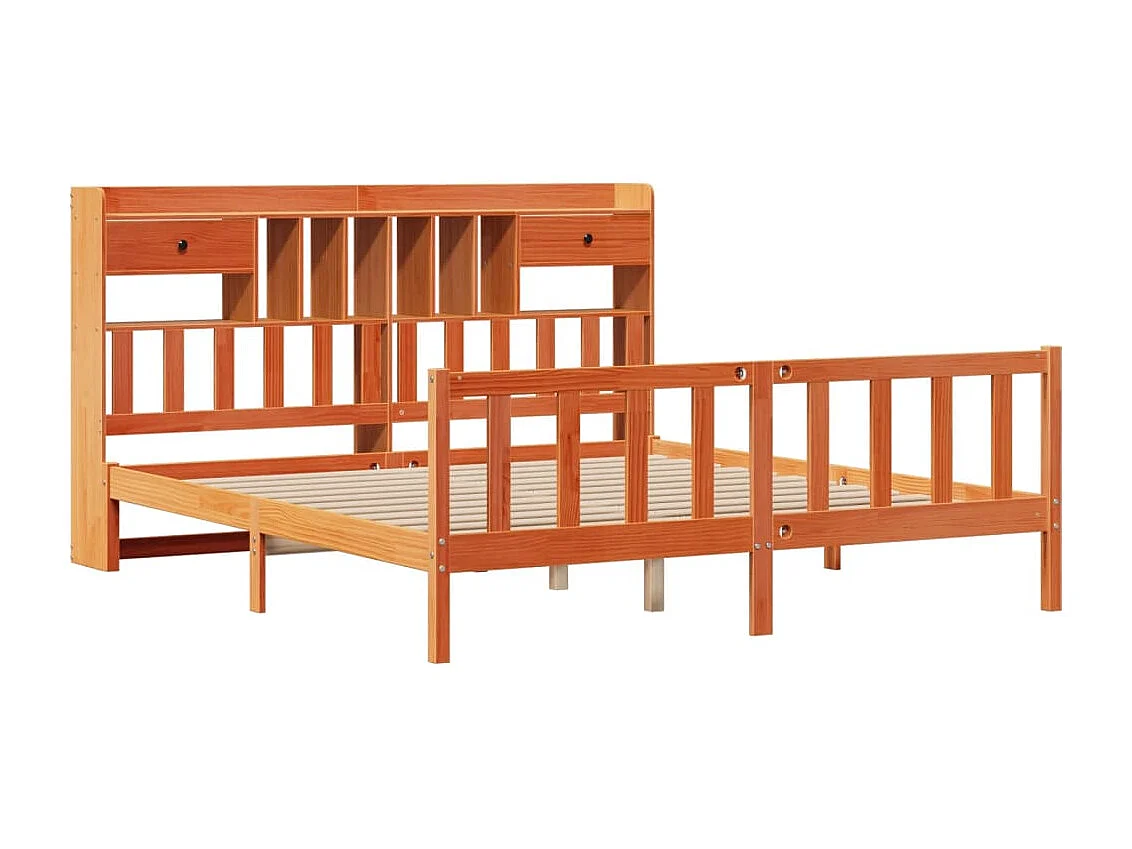 Cama com estante sem colchão 200x200 cm pinho maciço
