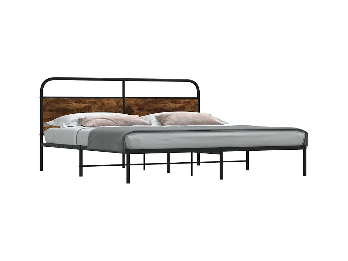 Estructura de cama sin colchón metal roble ahumado 183x213 cm