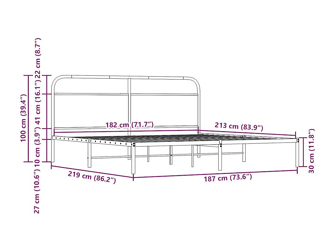Estructura de cama sin colchón metal roble ahumado 183x213 cm