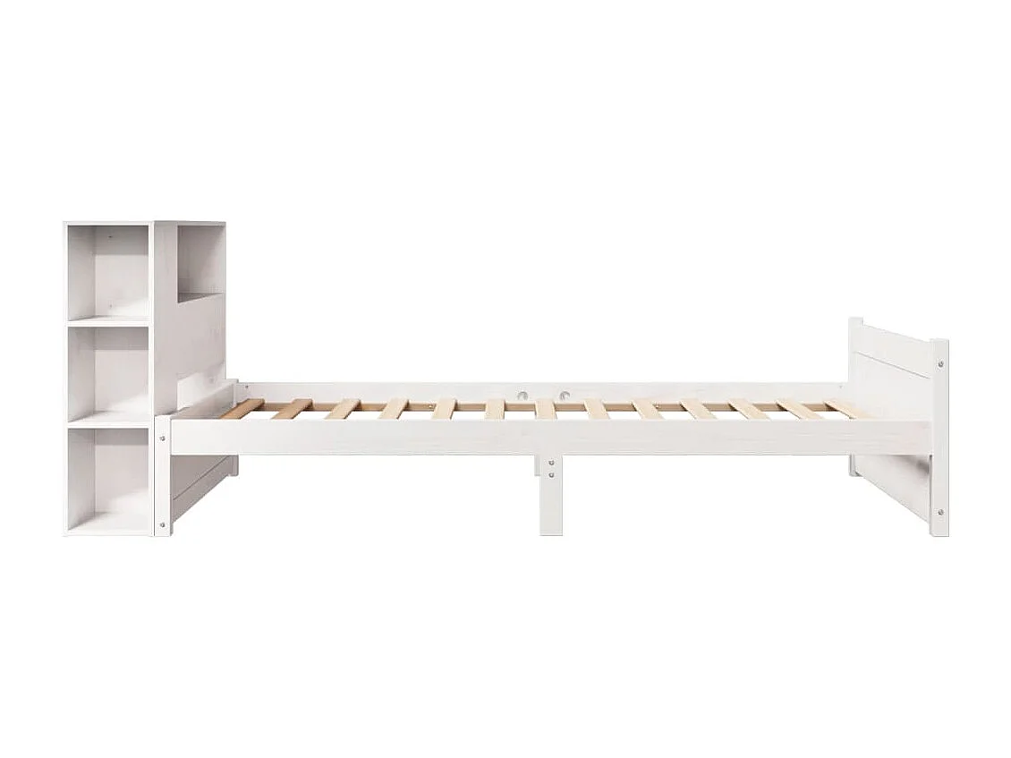 Cama con estantería sin colchón madera maciza blanca 75x190 cm