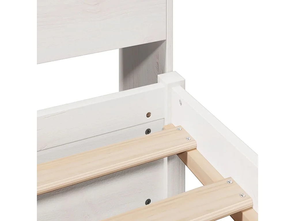 Cama con estantería sin colchón madera maciza blanca 75x190 cm