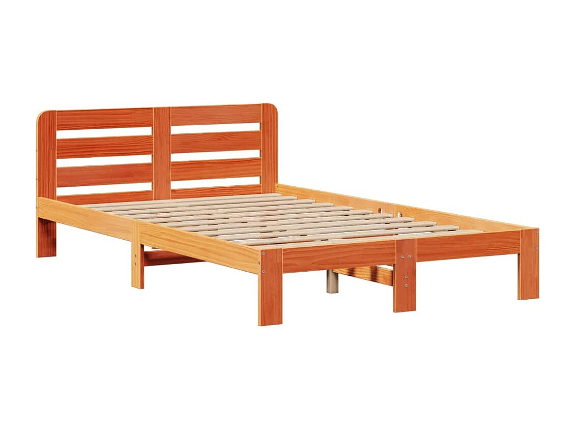 Cama con estantería sin colchón madera maciza marrón 120x190 cm