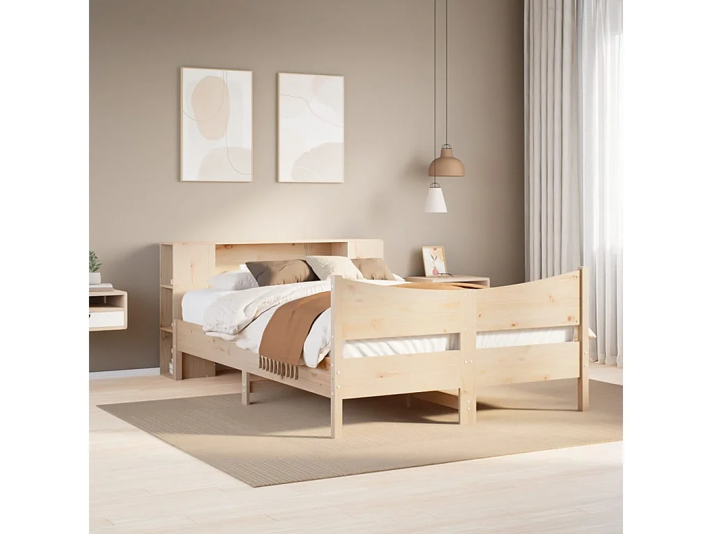 Estructura de cama sin colchón madera de pino blanco 150x200 cm