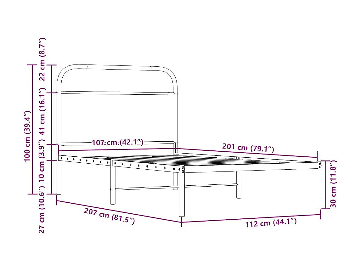 Estructura de cama sin colchón 107x203 cm madera roble Sonoma