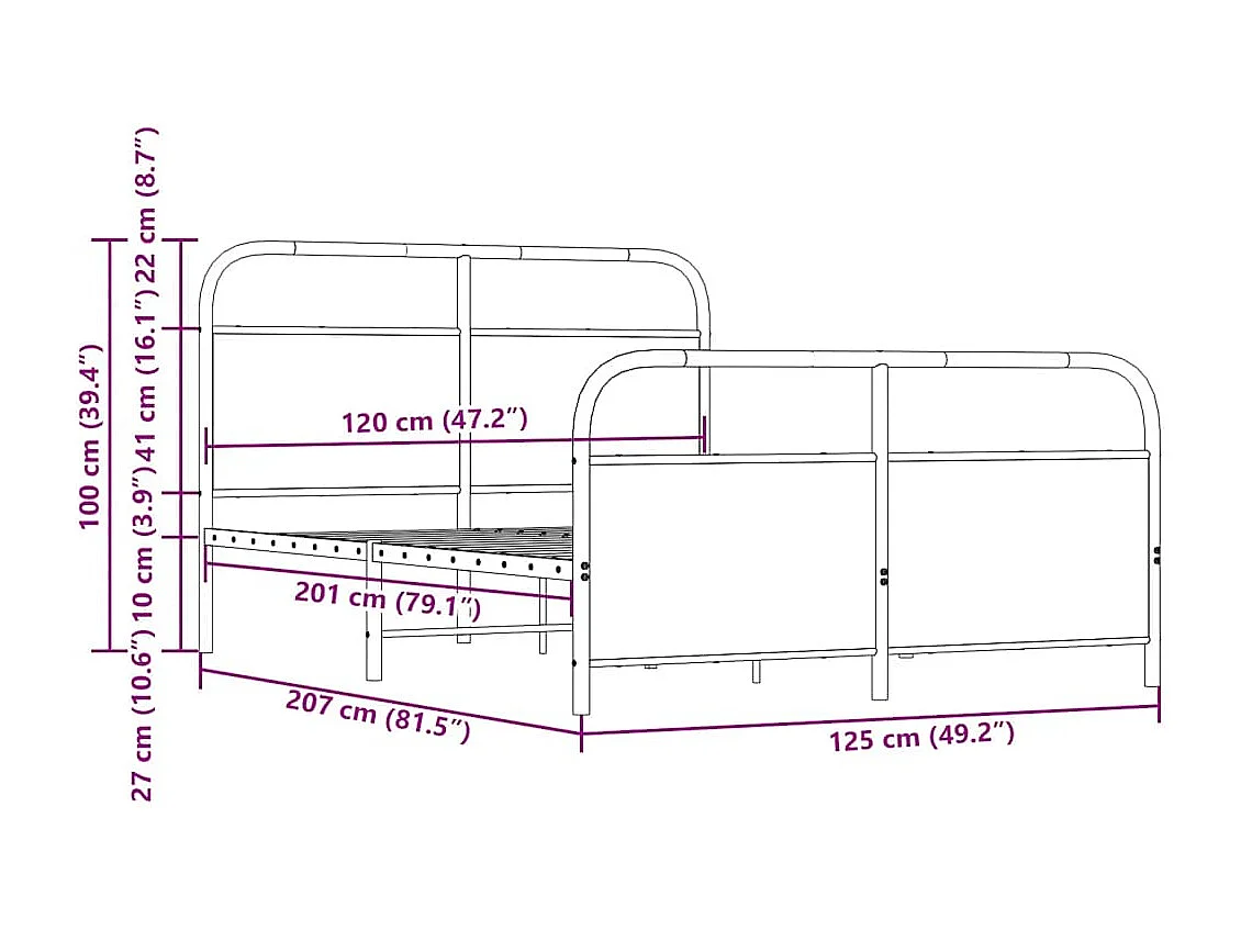 Cadre de lit sans matelas 120x200 cm chêne fumé bois ingénierie