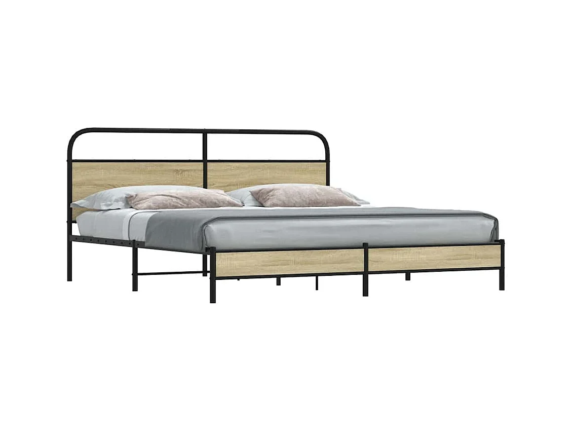 Estructura de cama sin colchón metal roble Sonoma 193x203 cm