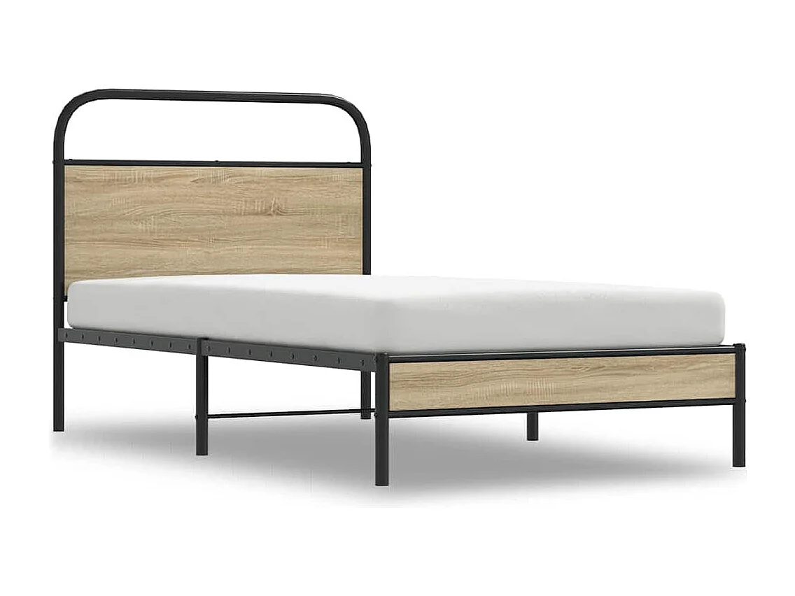 Estructura de cama sin colchón 100x190 cm madera roble ahumado