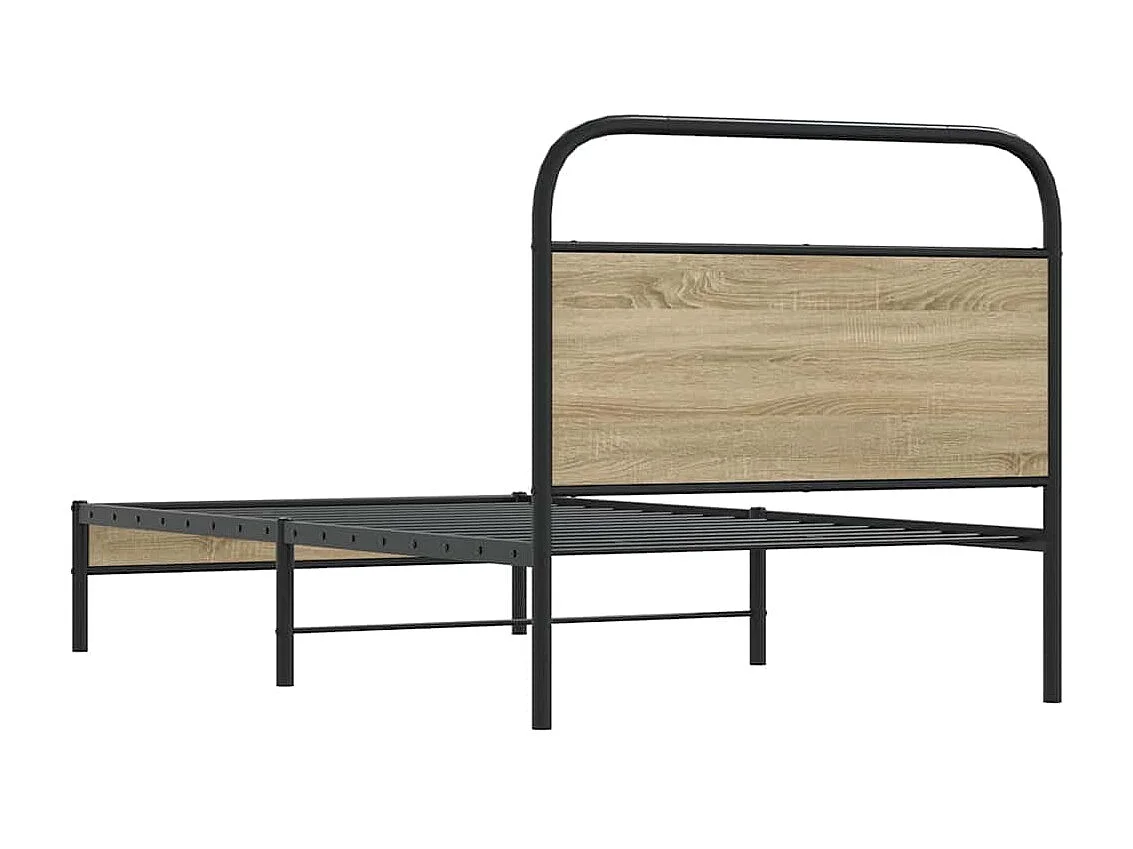 Estructura de cama sin colchón 100x190 cm madera roble ahumado