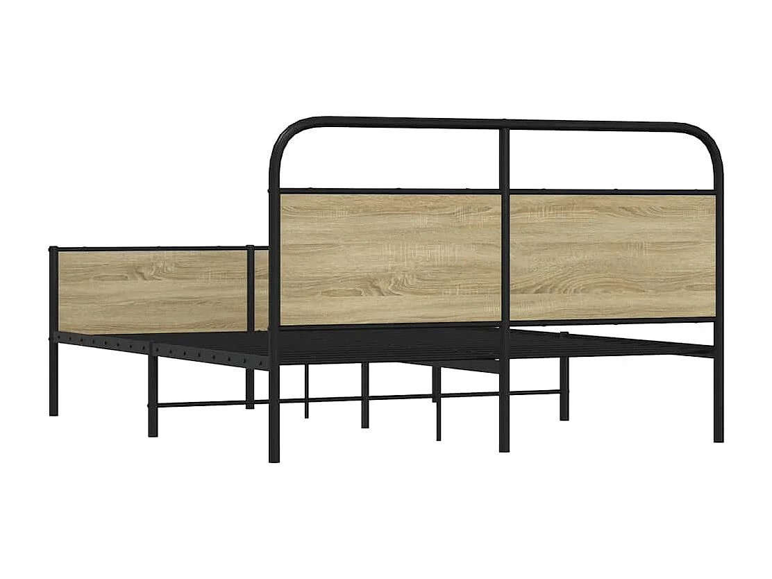 Estructura de cama sin colchón metal roble Sonoma 160x200 cm
