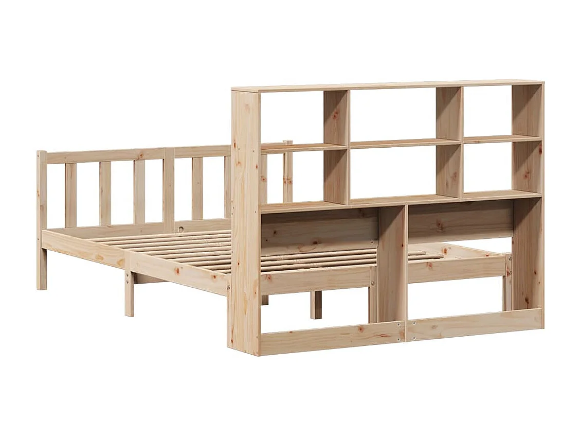 Lit bibliothèque sans matelas 150x200 cm bois massif de pin