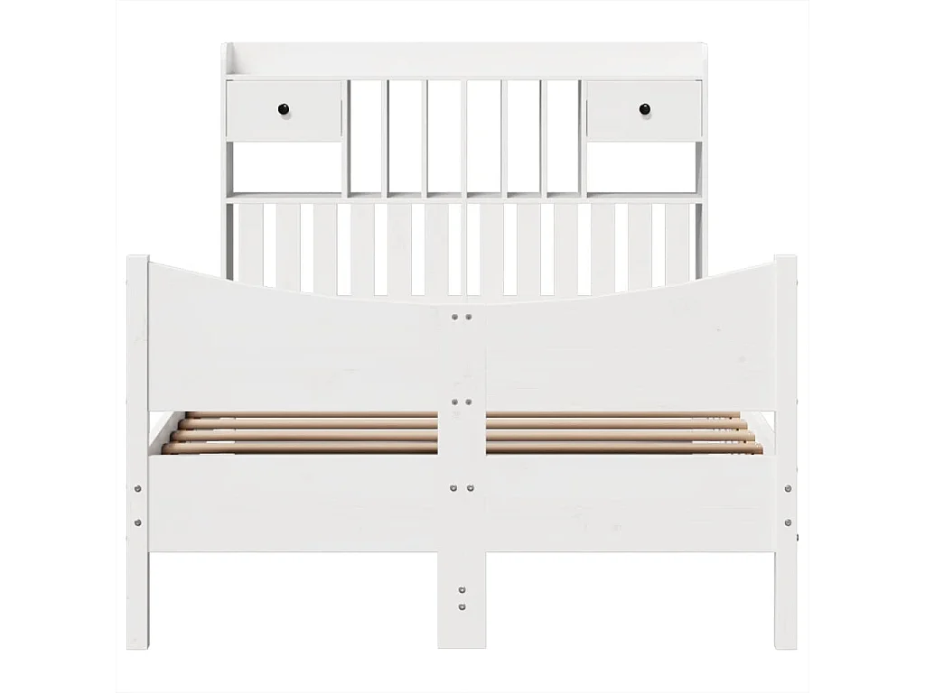Cama sem colchão 135x190 cm madeira de pinho maciça branco