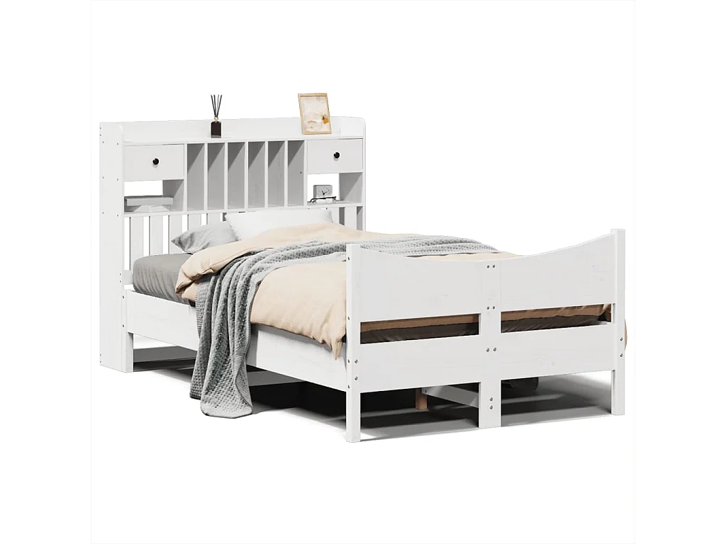 Cama sem colchão 135x190 cm madeira de pinho maciça branco