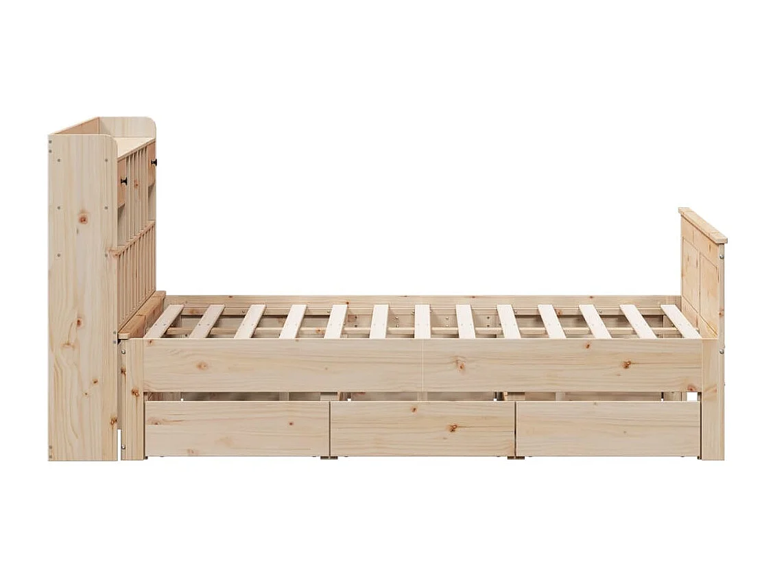Cama con estantería sin colchón madera maciza de pino 150x200cm