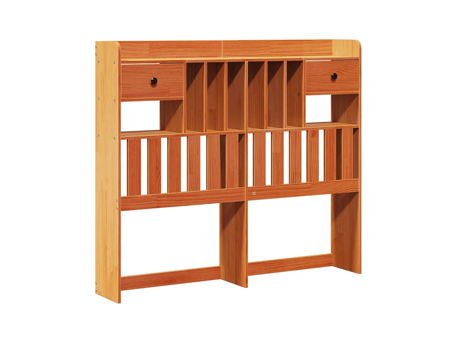 Lit bibliothèque sans matelas cire marron 135x190 cm pin massif