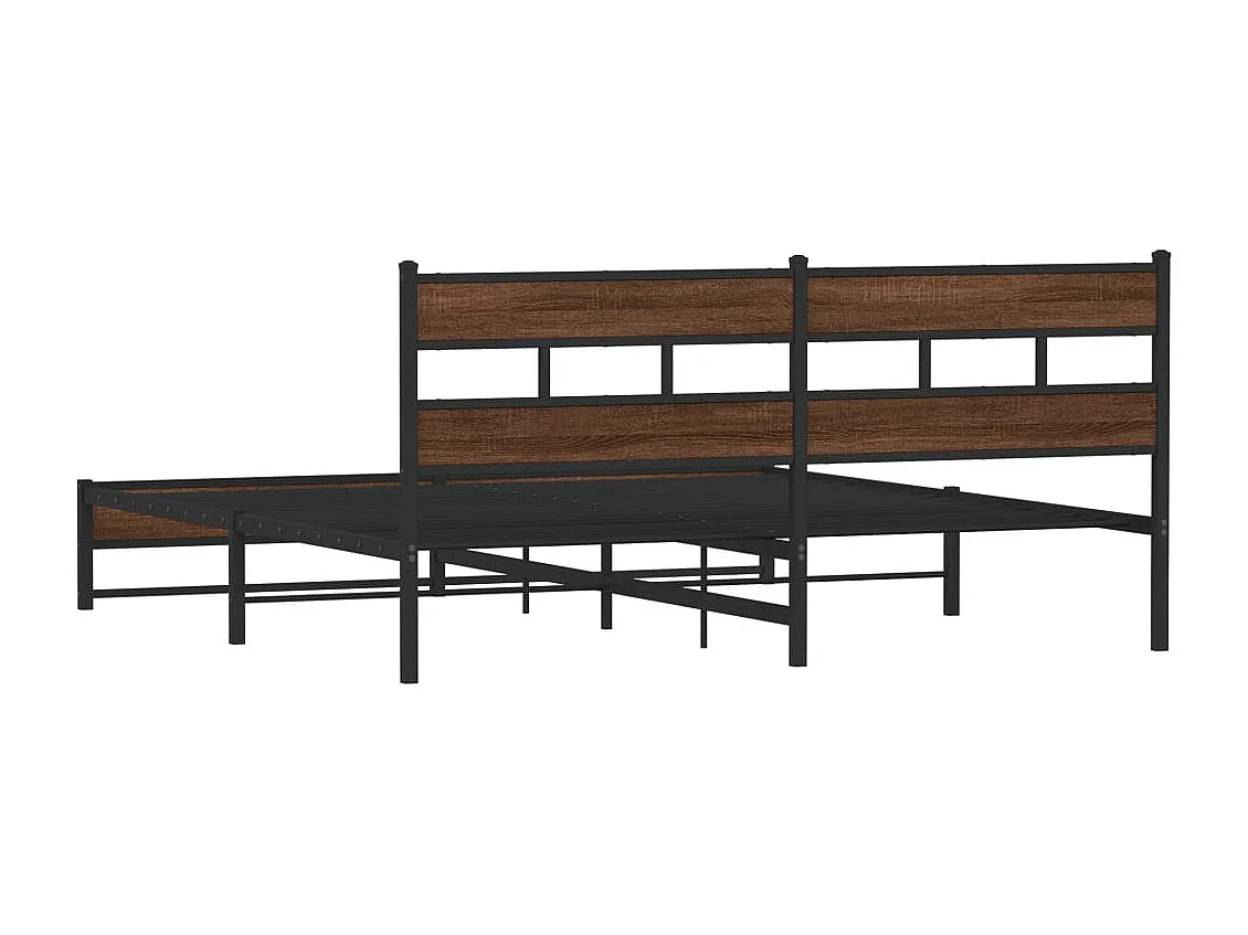 Estructura de cama sin colchón metal roble marrón 193x203 cm