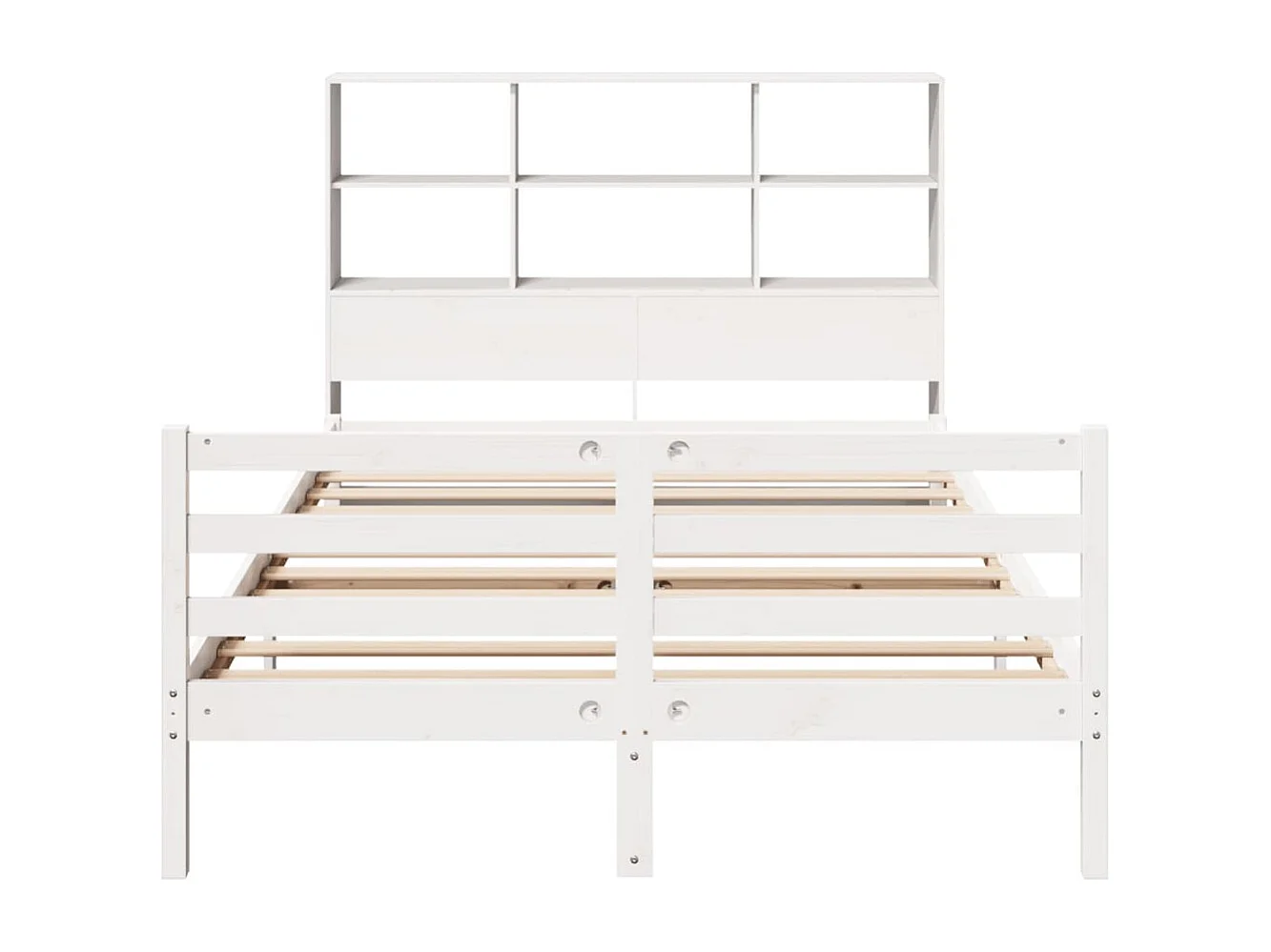 Cama con estantería sin colchón madera maciza blanca 140x200 cm
