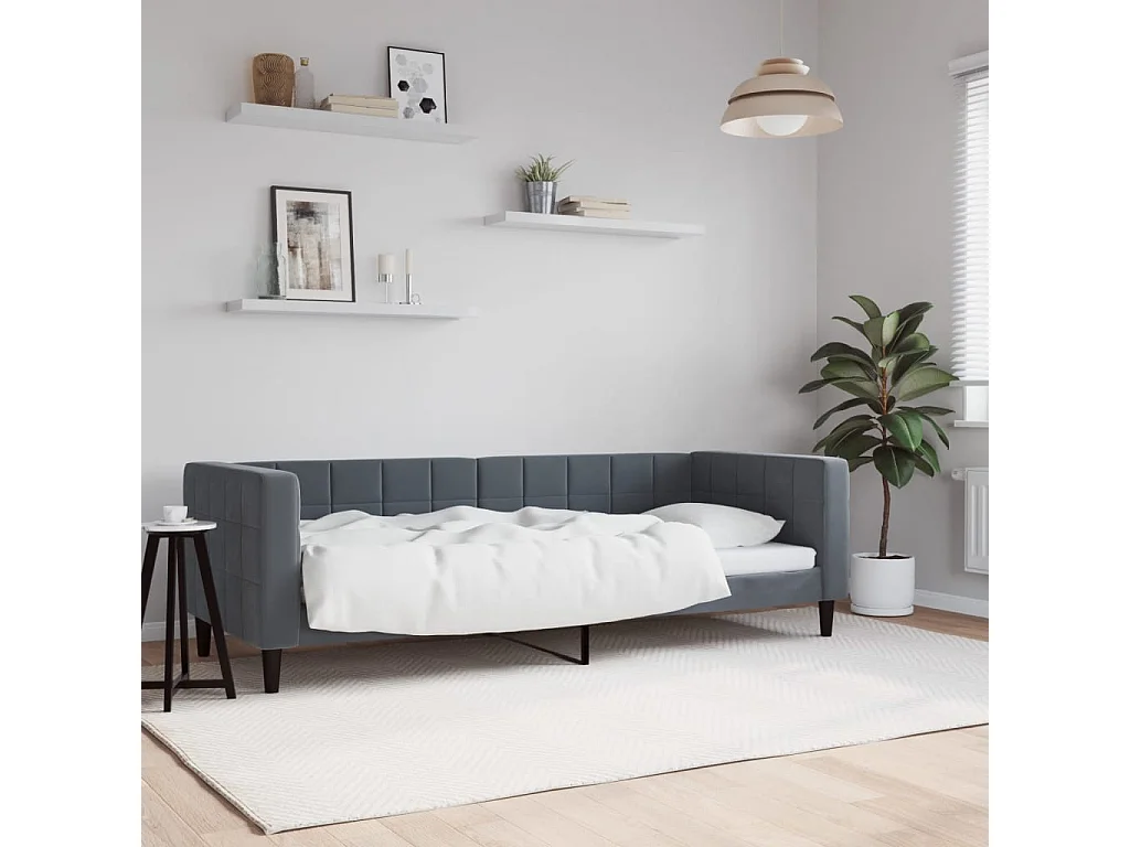 Lit de repos gris foncé 80x200 cm velours