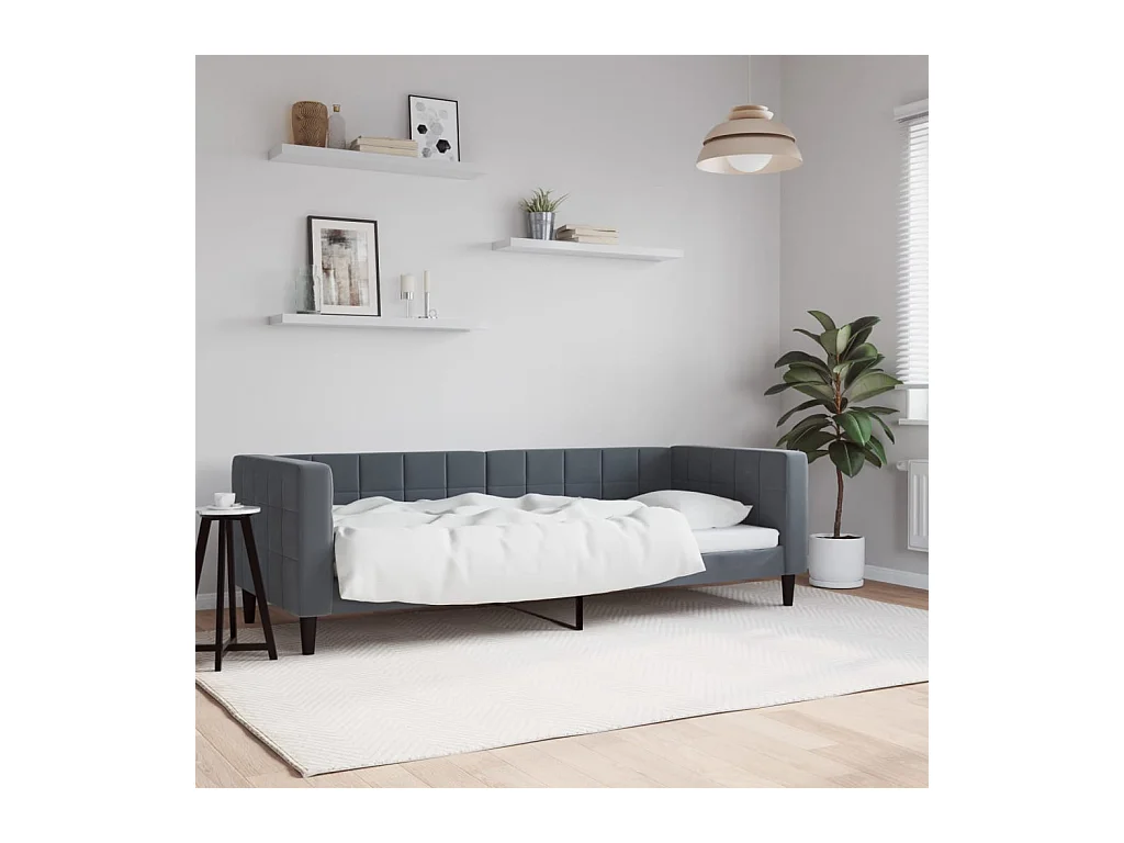 Sofá cama terciopelo gris oscuro 80x200 cm