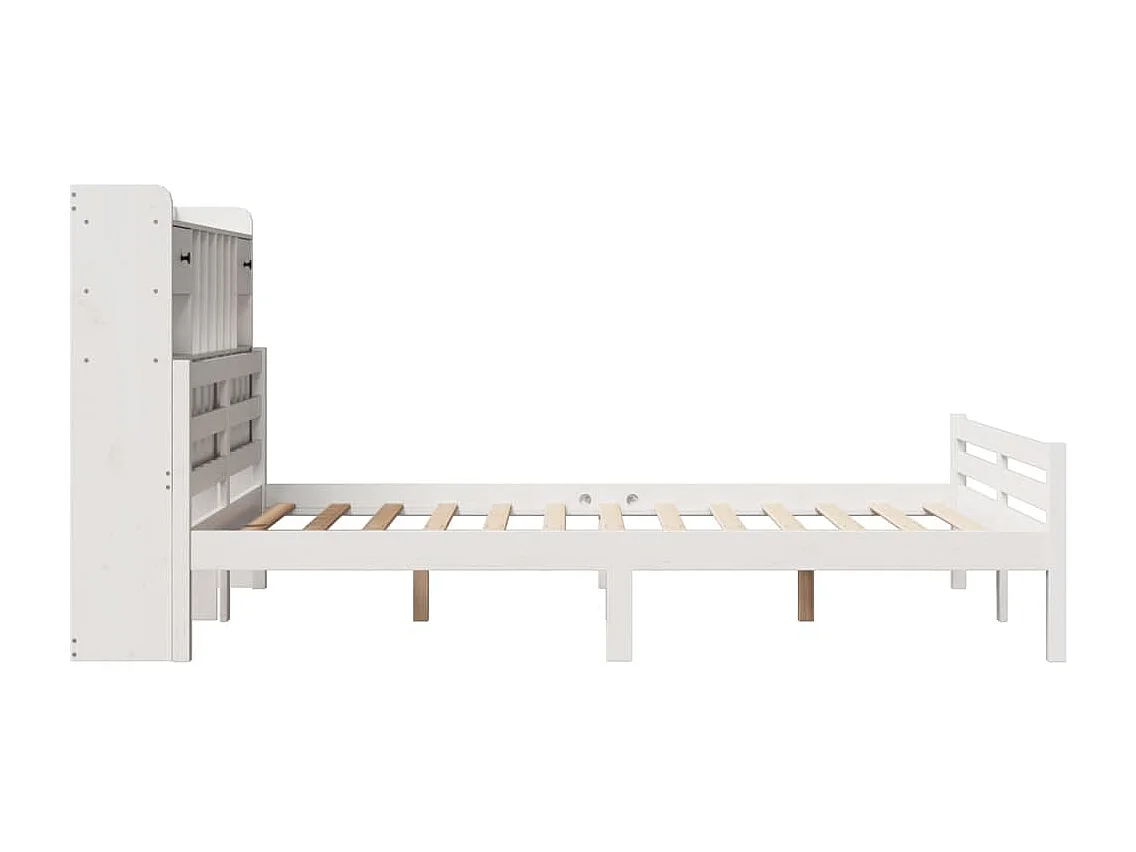 Lit bibliothèque sans matelas blanc 140x200 cm bois pin massif