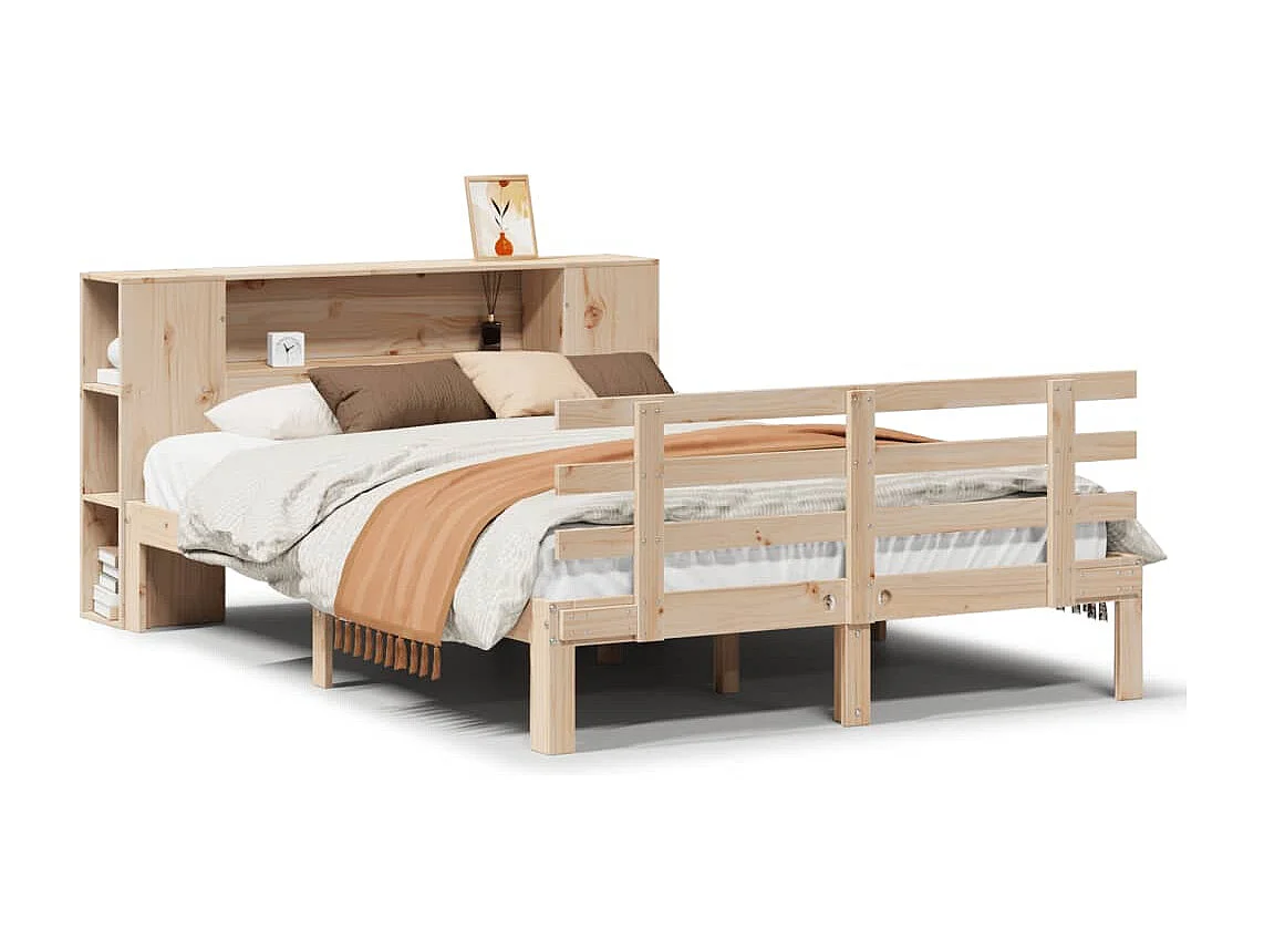 Cama com estante sem colchão 160x200 cm pinho maciço