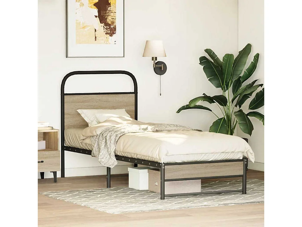 Estructura cama sin colchón 75x190 cm madera contrachapada