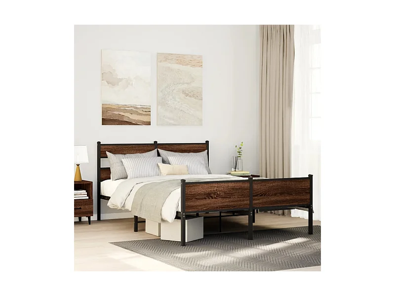 Estructura de cama sin colchón madera marrón roble 140x190 cm