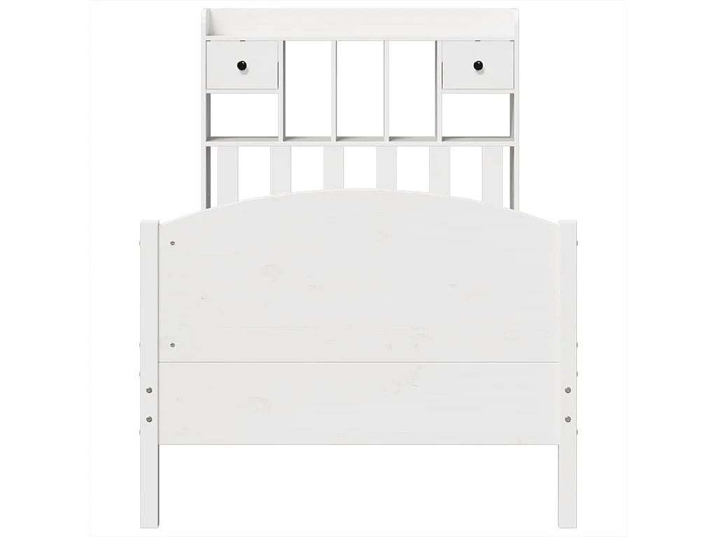 Lit bibliothèque sans matelas blanc 90x200cm bois de pin massif